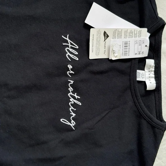 Black Crop Top with Script - Picture 7 of 7